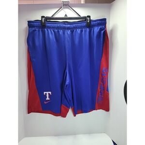 Texas Rangers Shorts Mens XL Blue Red MLB Baseball Dri Fit Performance Nike